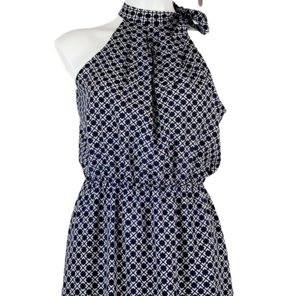 Maison Jules Printed Tie Neck Midi Dress - Picture 3 of 9